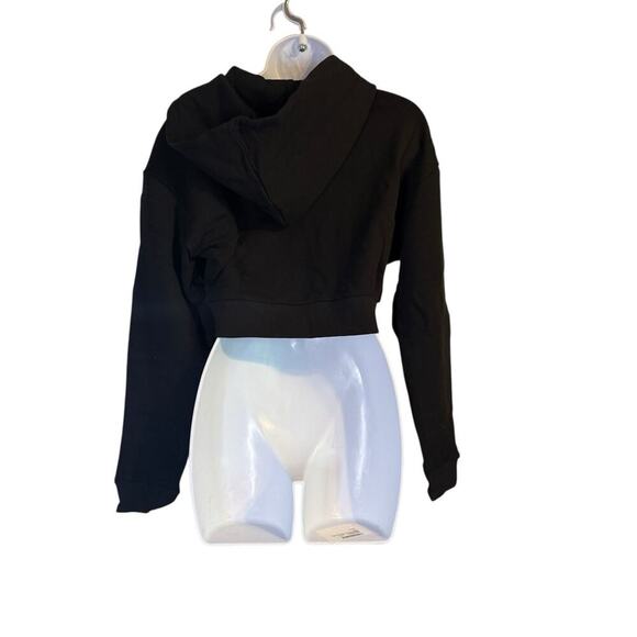 WeWoreWhat Half-Zip Cropped Hoodie Black Pullover XS NWT $118 - Picture 4 of 7